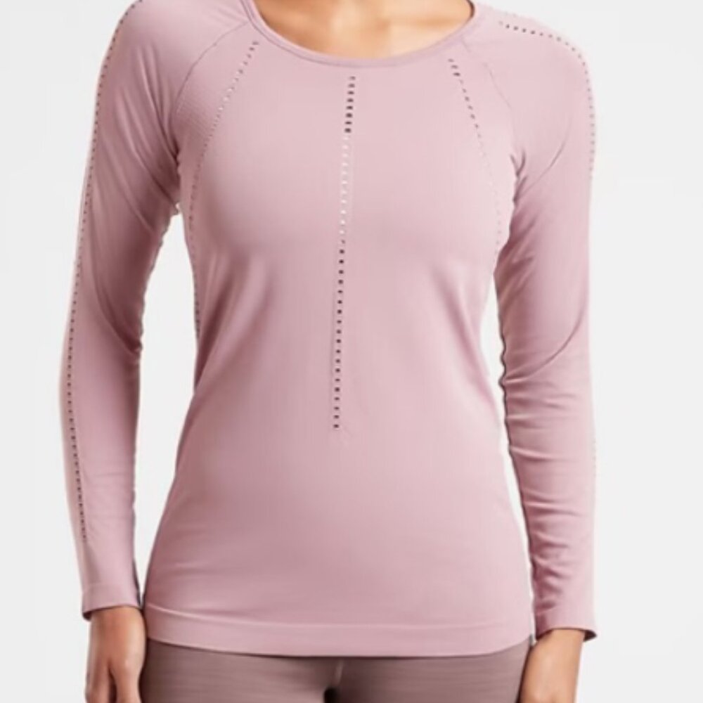 ATHLETA Womens Foothill Seamless Long Sleeve Top Mauve SIZE M